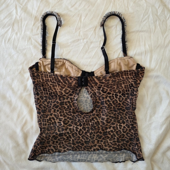 Edikted Y2K Sheer Leopard Print Mesh Corset-Style Cami Top - Picture 2 of 10